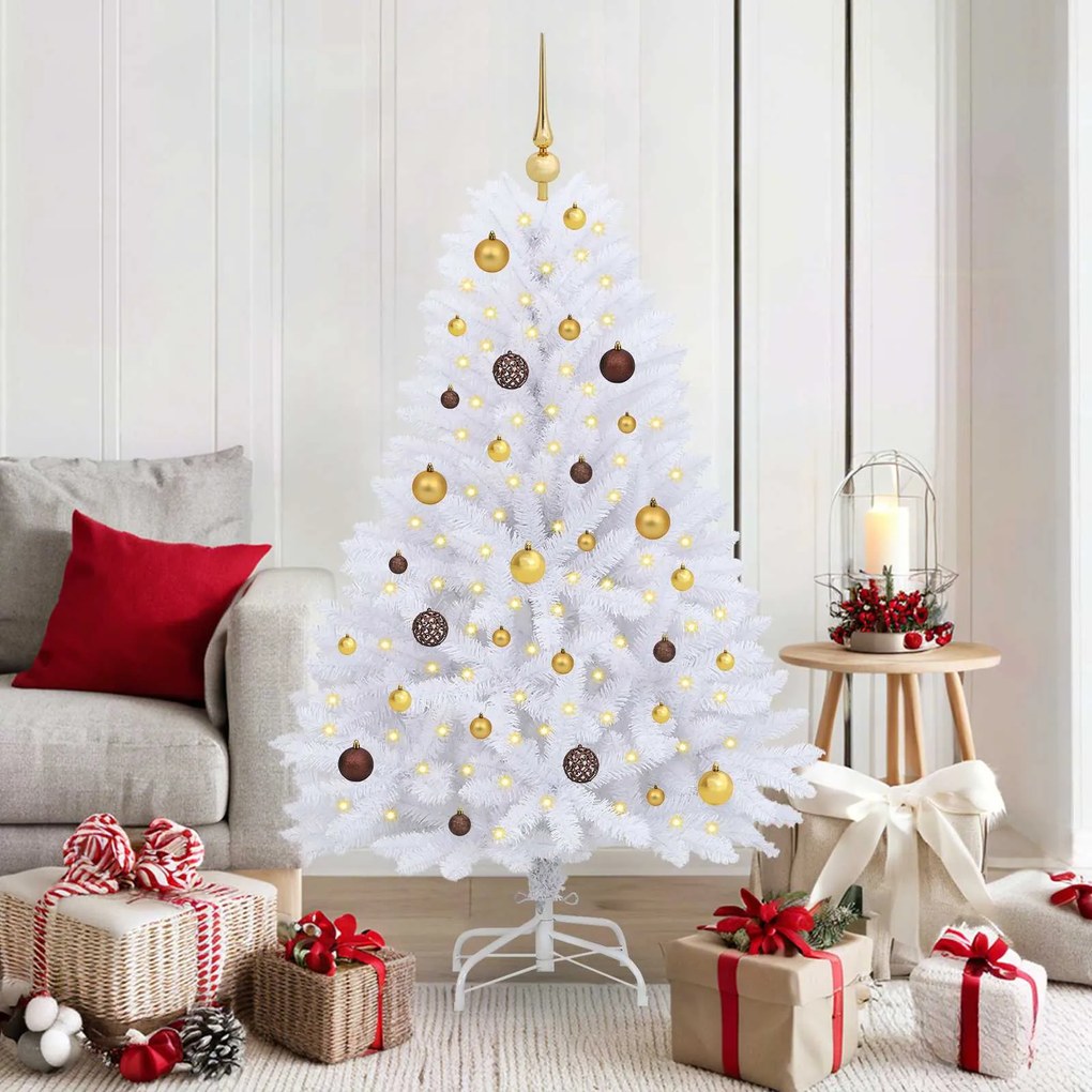 vidaXL Árvore de Natal Artificial Branco 80 x 80 x 150 cm PVC e Metal