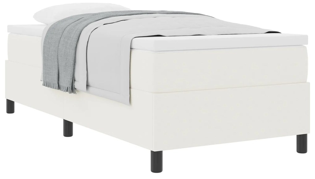 Cama Box Spring com Colchão Creme 90x200 cm Tecido de Veludo Cotelê