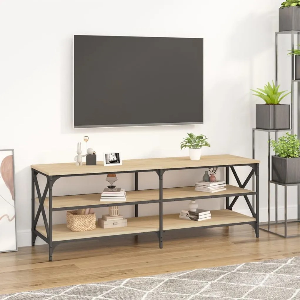 vidaXL Móvel de TV 140x40x50 cm derivados de madeira carvalho sonoma