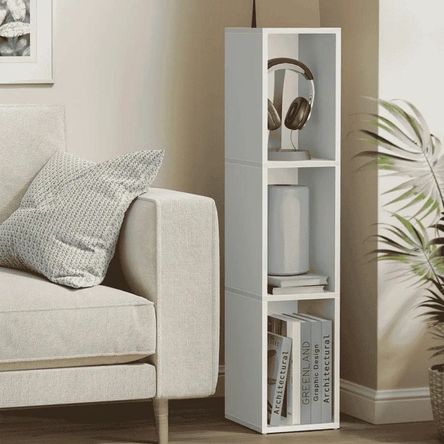 Estante estreita com 3 níveis 24 x 20 x 94,8 cm para arrumação Branca