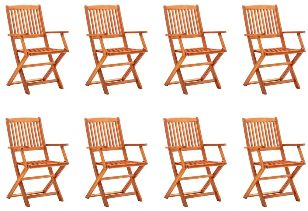 Cadeiras de jardim dobráveis 8 pcs eucalipto maciço