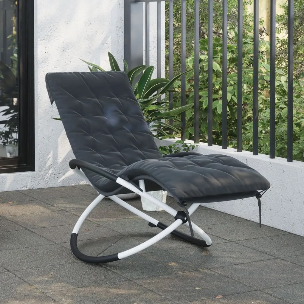 vidaXL Almofadão para espreguiçadeira 160x50x10 cm camurça preto