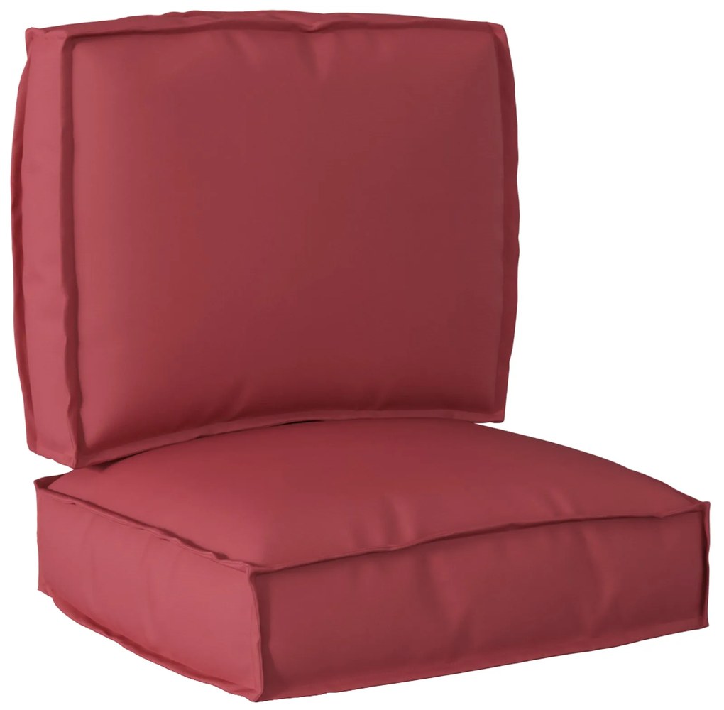 Conjunto de Almofadas para Palete 2 Peças Vermelho Vinho Tecido Oxford