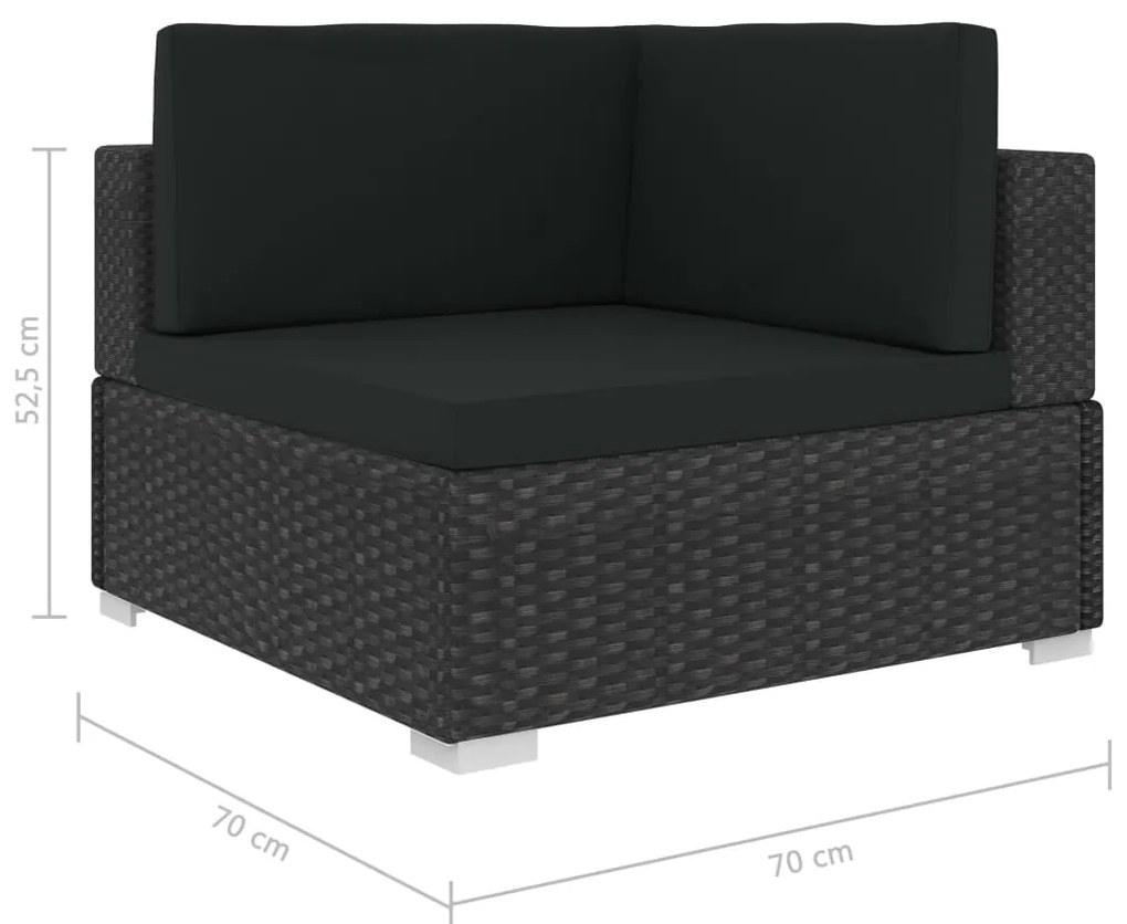 8 pcs conjunto lounge de jardim c/ almofadões vime PE preto