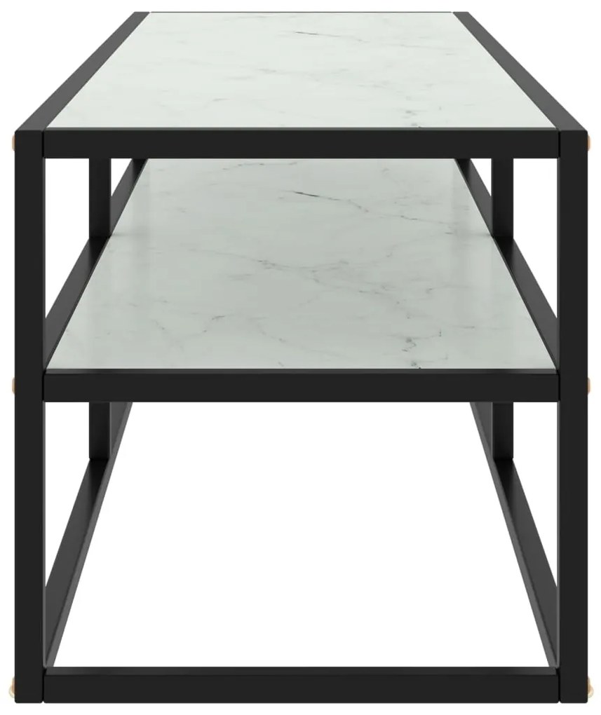 Móvel de TV 120x40x40 cm vidro mármore branco