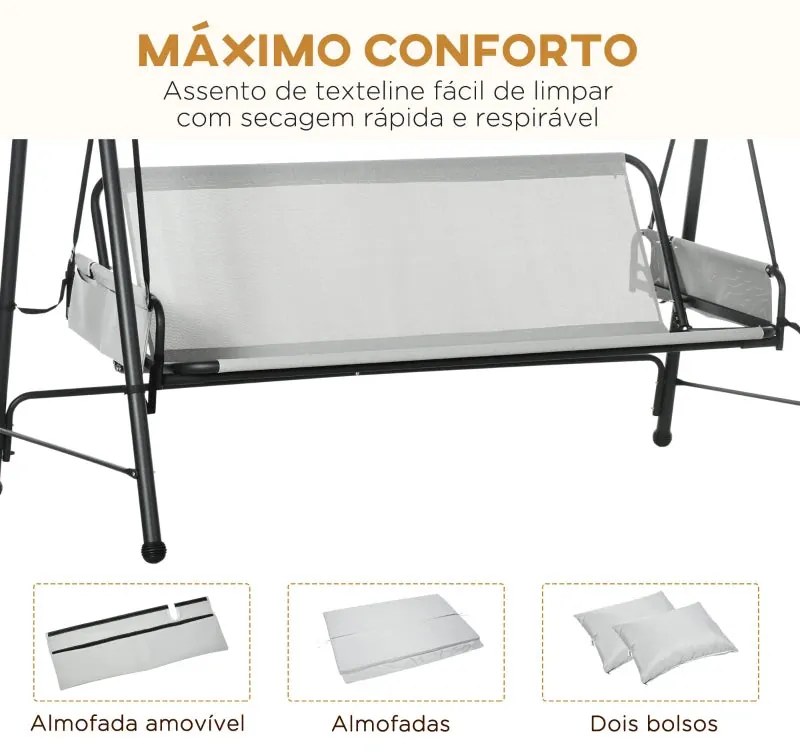 Baloiço de Jardim Convertivel em Cama com Toldo Reclinável