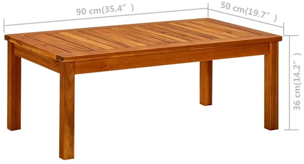 Mesa de centro p/ jardim 90x50x36 cm madeira de acácia maciça
