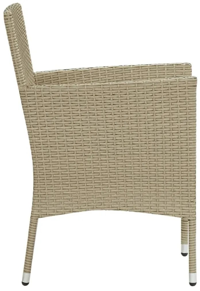 3 pcs conjunto jantar p/ jardim c/ almofadões vime PE bege