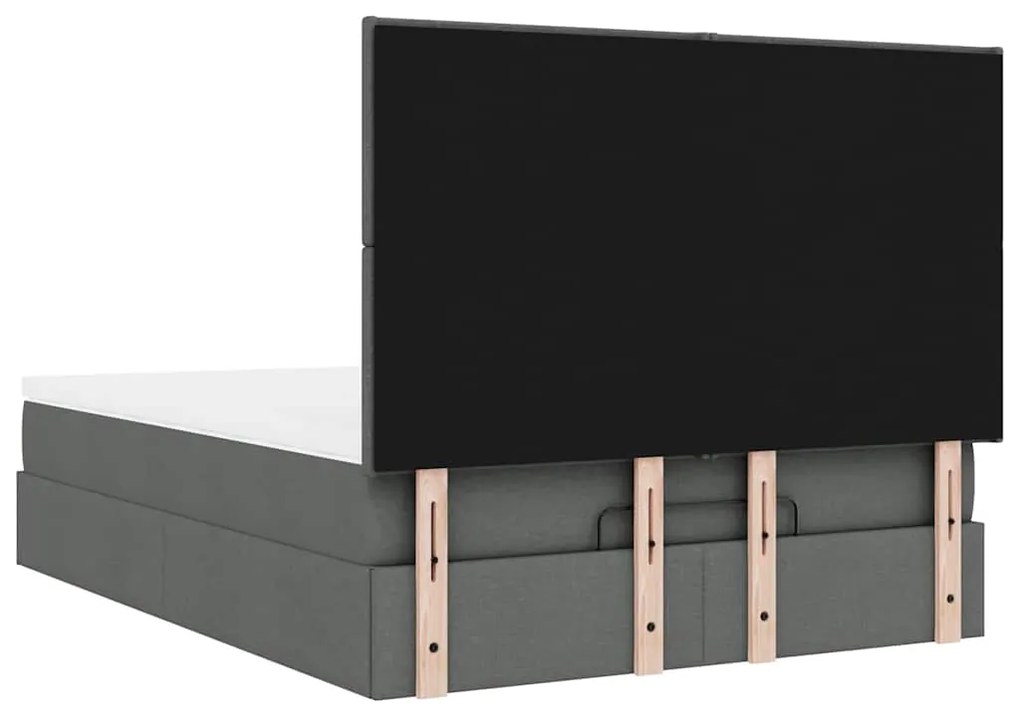 Estrutura de cama otomana com colchão 140x190cm cinzento escuro