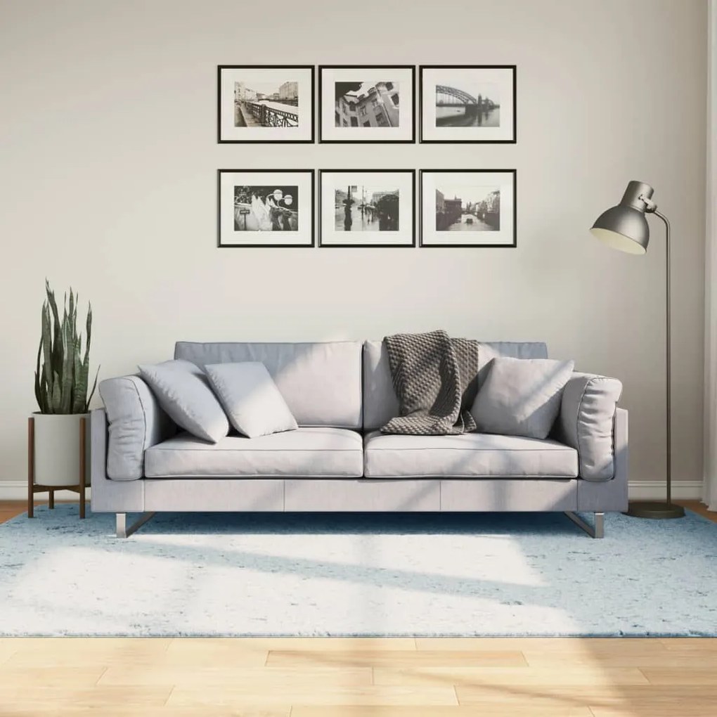 vidaXL Tapete pelo curto macio e lavável HUARTE 160x230 cm azul