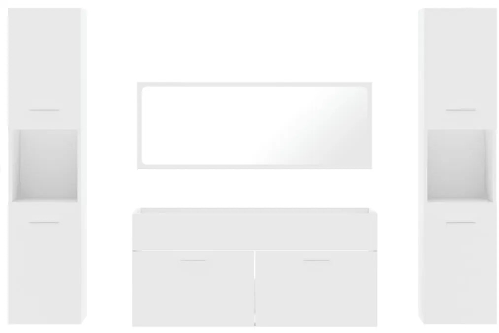 4 pcs conjunto móveis casa de banho derivados de madeira branco