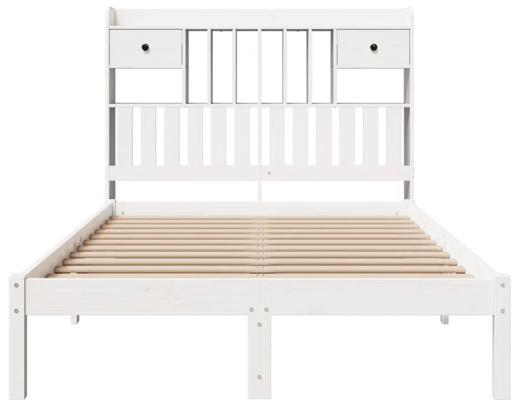 Cama com estante sem colchão 120x200 cm pinho maciço branco