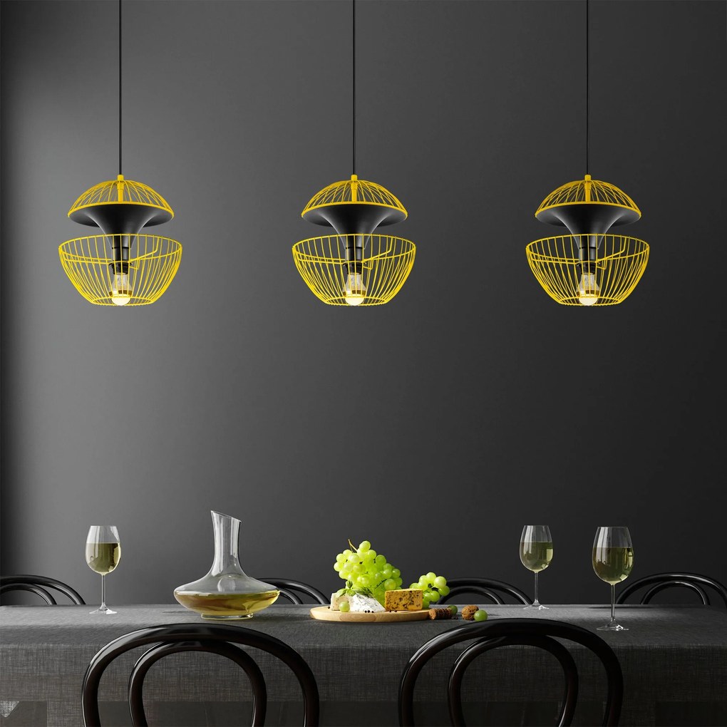 Candeeiro de Teto Telmander – Amarelo – 30 x 30 x 45-135 cm