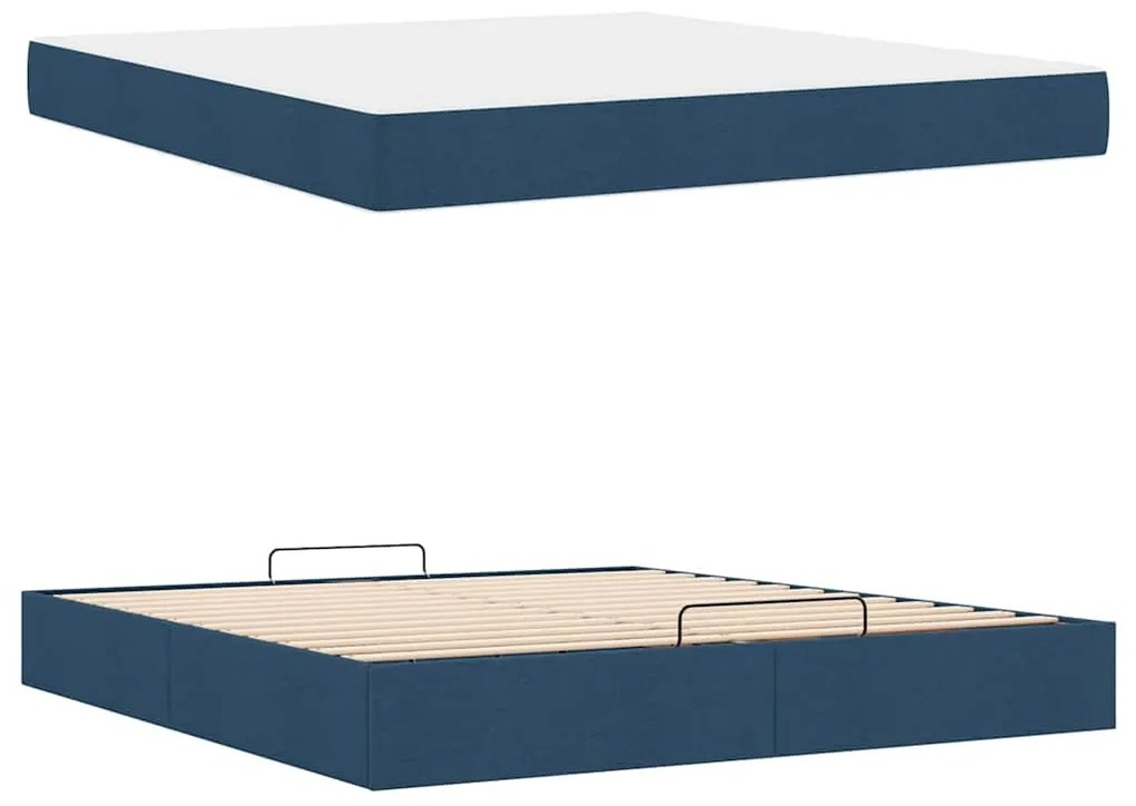 Estrutura da Cama Outros com armazenamento Azul 180 x 200 cm tecido