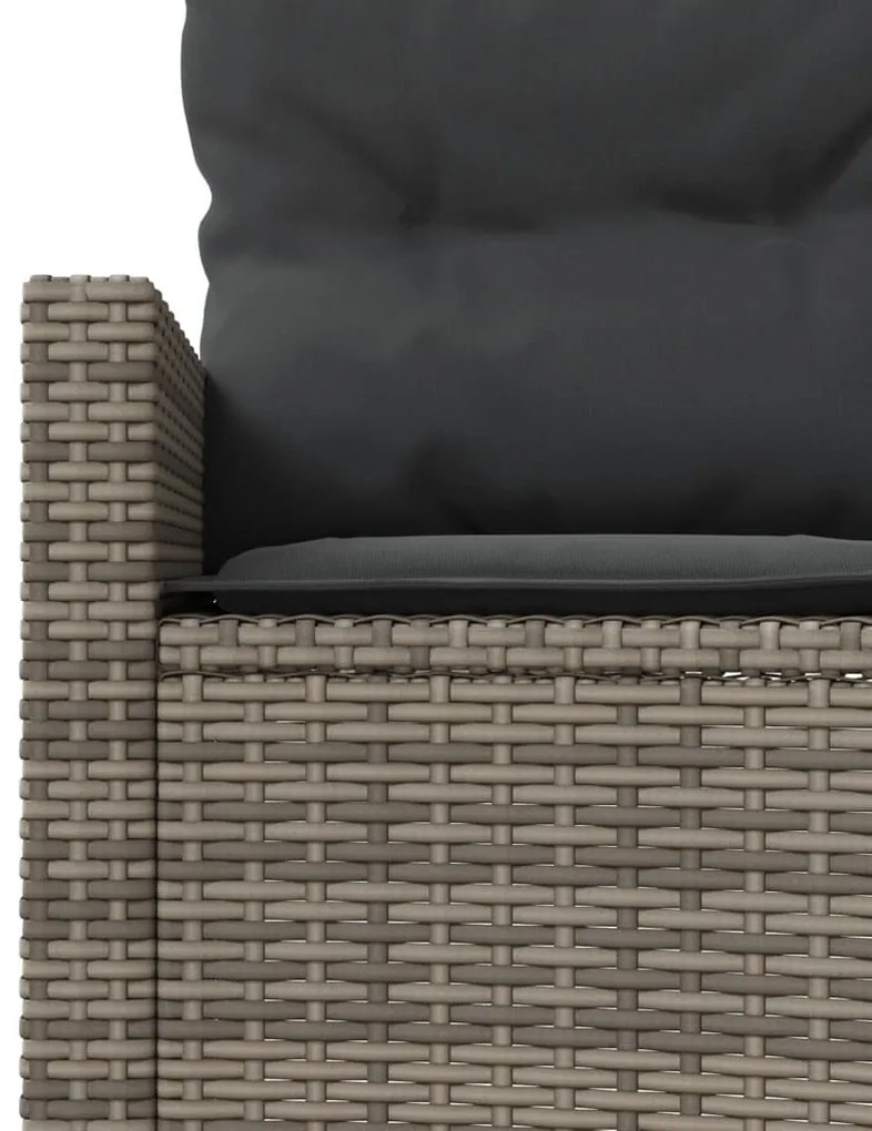 Sofá de jardim com almofadões redondo vime PE cinzento