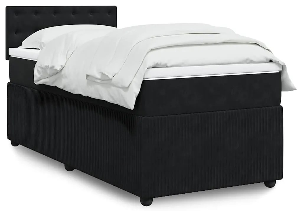 Cama com molas/colchão 90x190 cm veludo preto