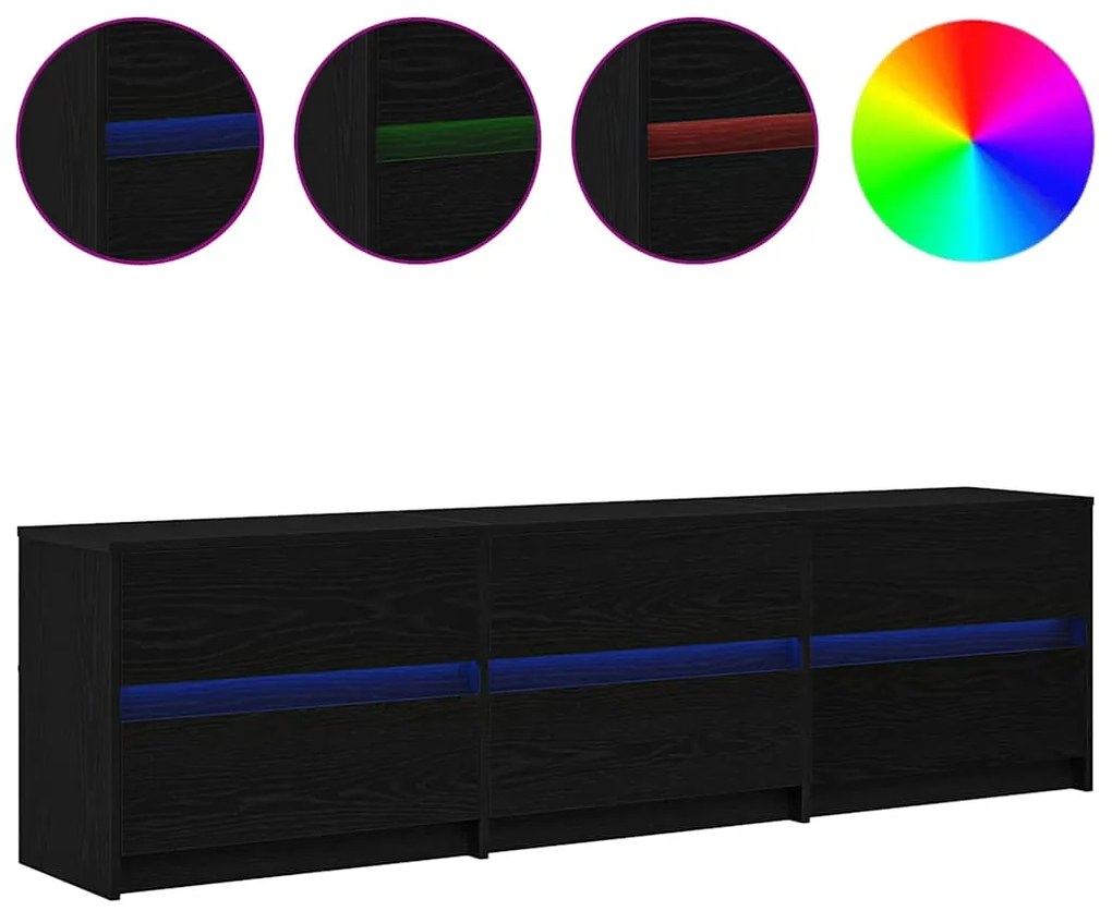 Gabinete para TV Preto 182 x 34 x 50 cm Madeira processada