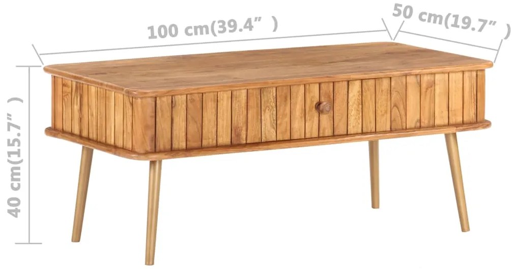 Mesa de centro 100x50x40 cm madeira de acácia maciça
