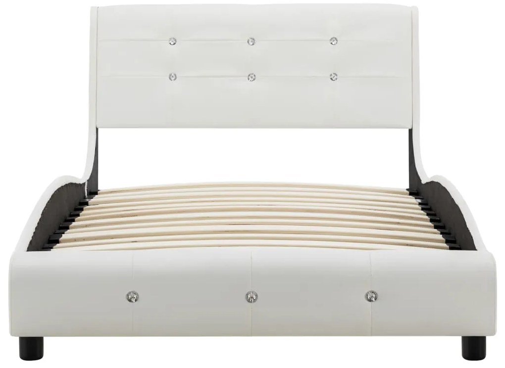 Cama + colchão espuma memória 90x200 cm couro artificial branco