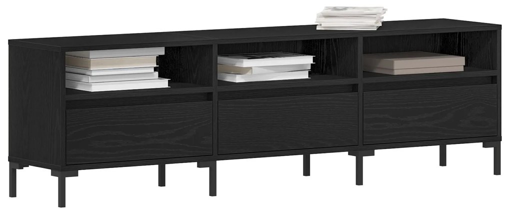 Estante para TV vidaXL Madeira Negra 150x30x44,5 cm Madeira Revestida