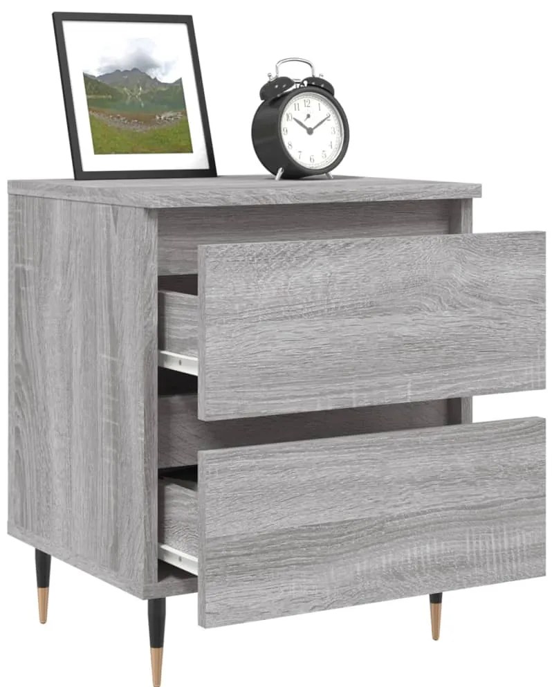 Mesa de cabeceira 40x35x50 cm derivados de madeira cinza sonoma