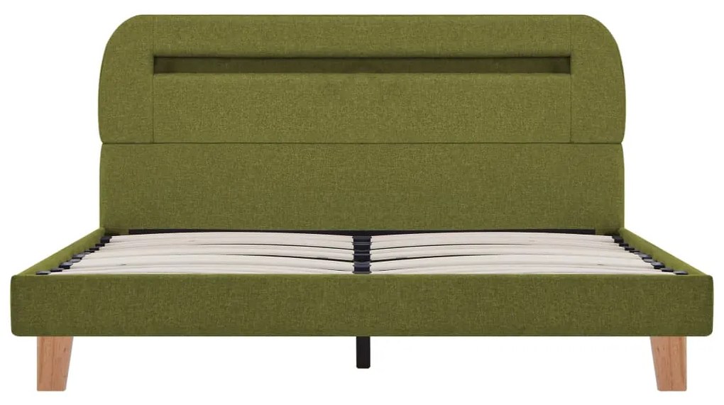 Estrutura de cama com LED em tecido 140x200 cm verde