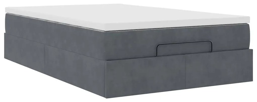 Cama otomana com colchão 120x190 cm veludo cinzento-escuro