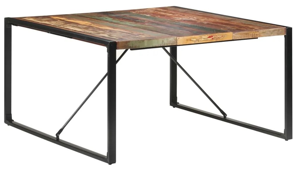 Mesa de jantar 140x140x75 cm madeira recuperada maciça