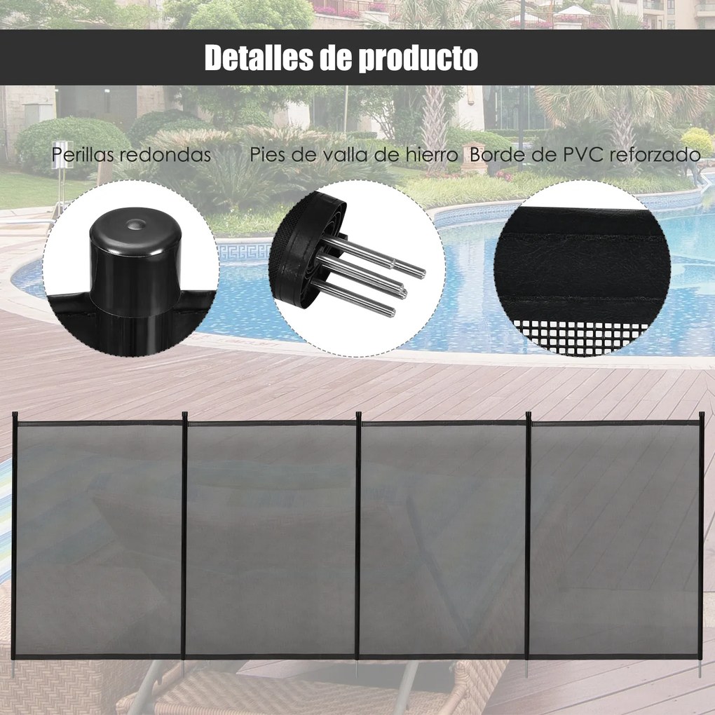 Conjunto de 3 Barreiras de Segurança para Piscina da Teslin Dimensões cada barreira 360 x 125 cm– Proteção para Varandas, Barreira Ocultante, Proteção