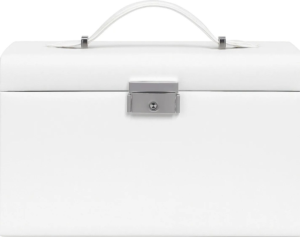 Caixa para joias com 2 gavetas 18,2 x 26 x 17,4 cm, porta-joias portátil, com fechadura Branco