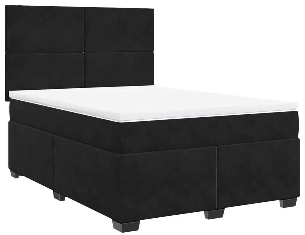 Cama com molas/colchão 140x200 cm veludo preto
