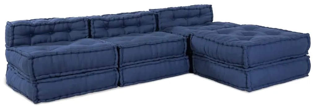 vidaXL Sofá Modular 4 pcs Índigo tecido