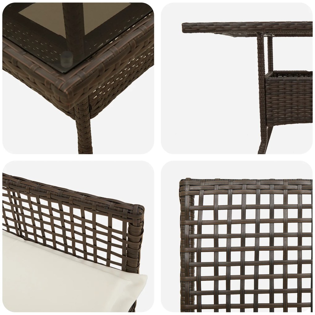 Conjunto de Jantar de 3 Peças Castanho Rattan Poliéster
