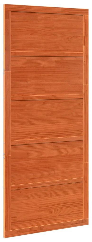 Porta de Celeiro Castanho Encerado 80x208 cm Madeira Sólida Pinho