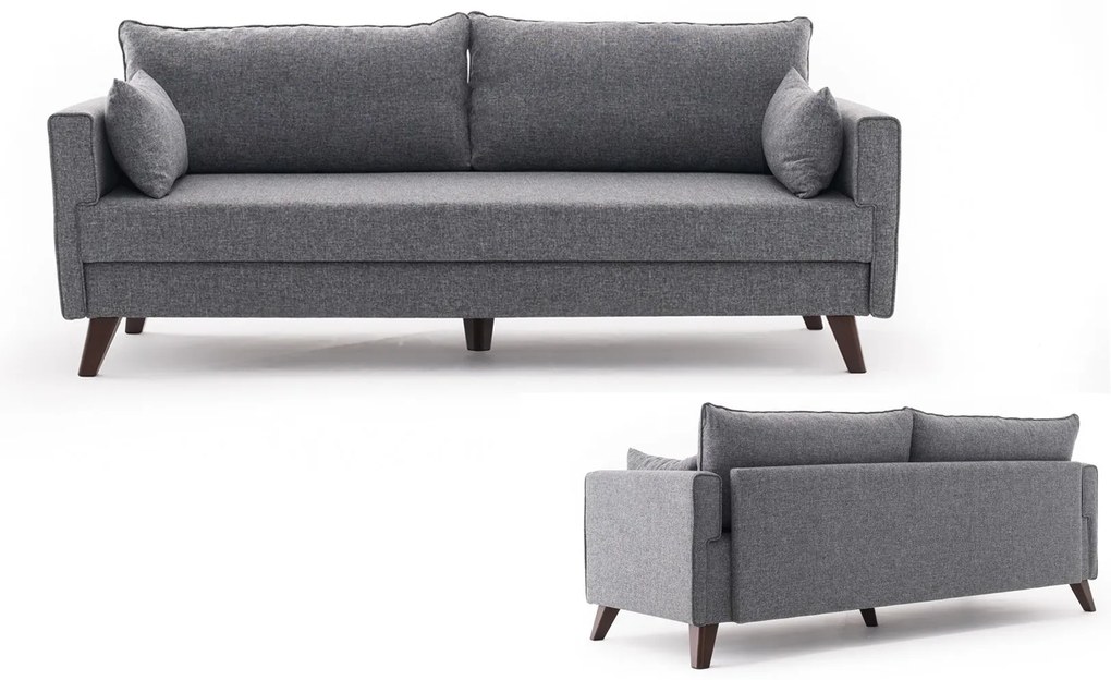 Sofá-Cama de 3 Lugares Bella – Cinzento – 208 x 85 x 81 cm