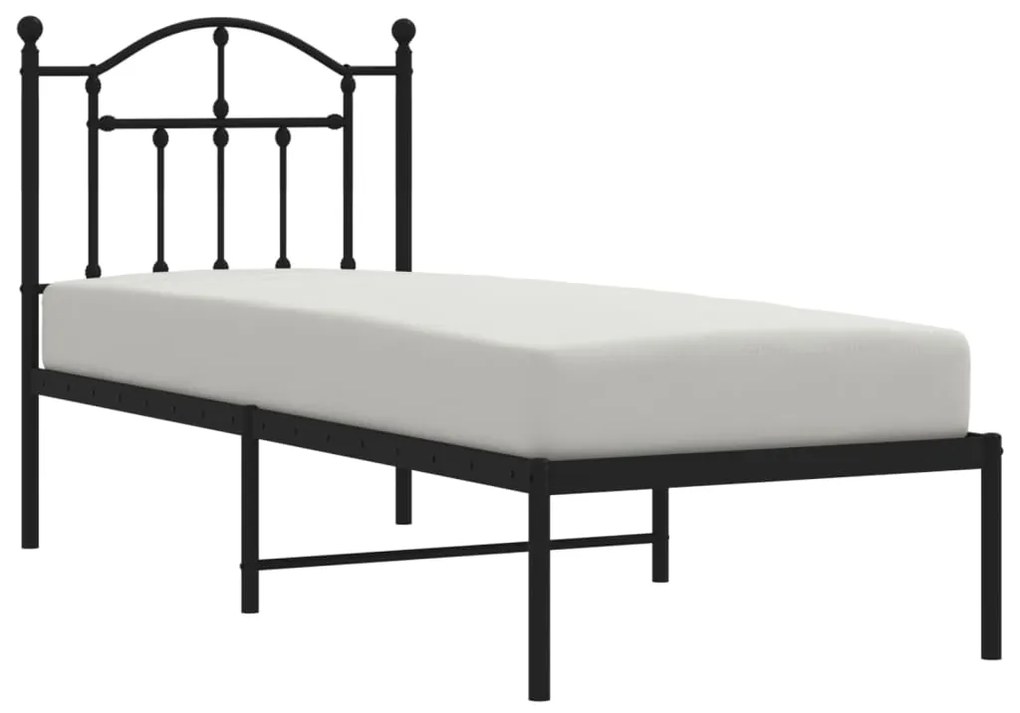 Estrutura de cama metal s/ colchão c/ cabeceira 75x190 cm preto