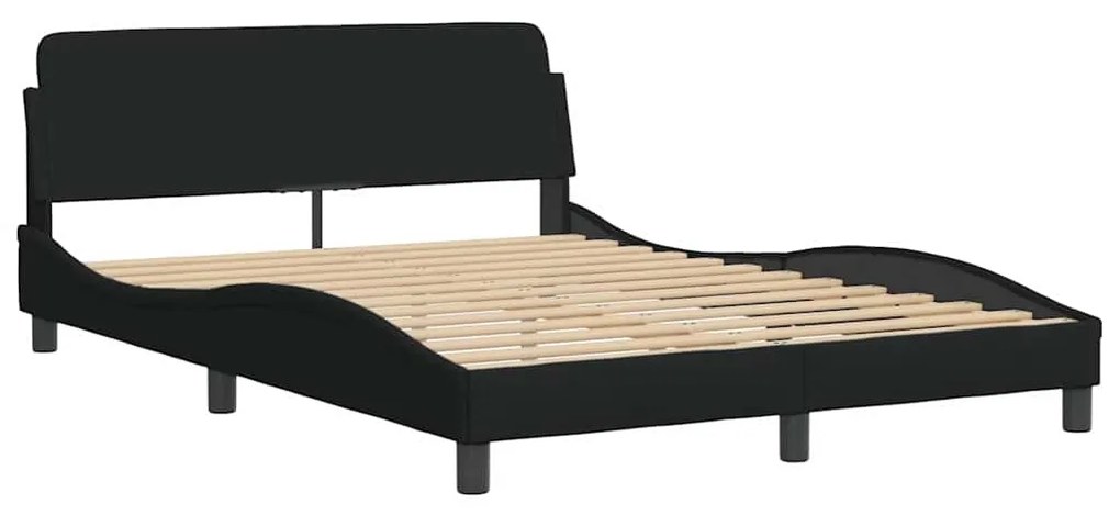 Estrutura de cama sem colchão 140x190 cm tecido preto