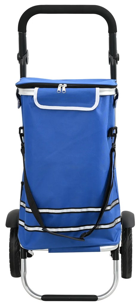 Carrinho de Compras vidaXL com Rodas e Cabo Ajustável Azul 40 L
