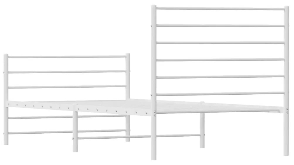 Estrutura de cama com cabeceira e pés 90x190 cm metal branco