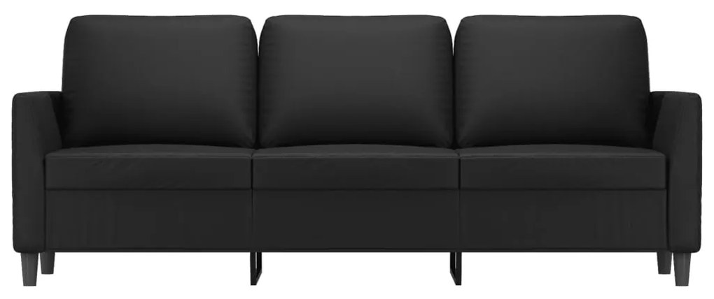 Sofá de 3 lugares 180 cm couro artificial preto