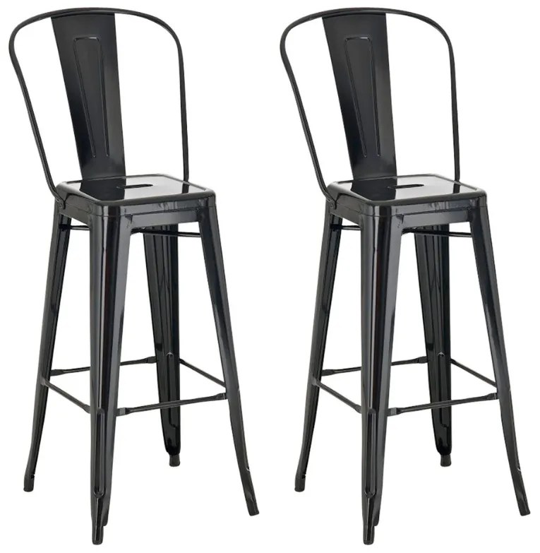 Conjunto de 2 bancos de bar Aiden 44 x 115 x 52 cm Preto