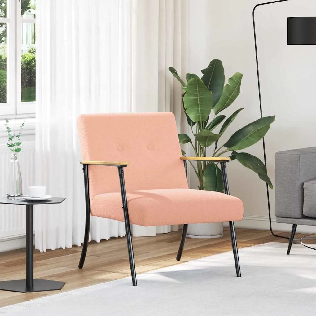 vidaXL poltrona Rosa 59 x 75 x 78 cm Tecido Curly Semelhante à Lã