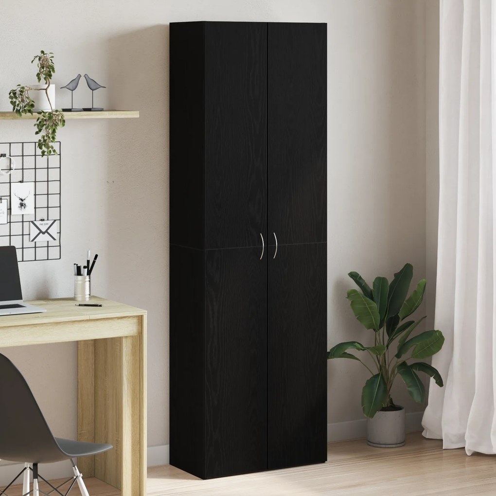 vidaXL Armário de Escritório em Carvalho Preto 60 x 32 x 190 cm, feito com madeira engenheirada.