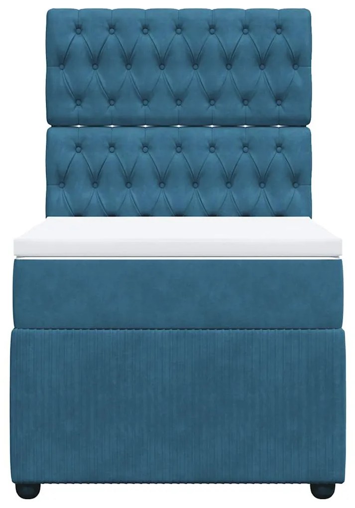 Cama boxspring com colchão 80x200 cm veludo azul