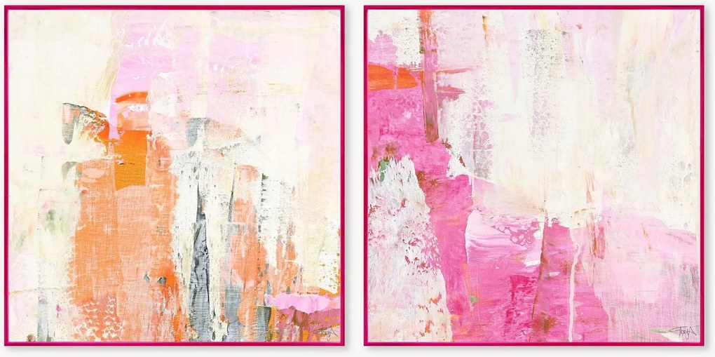 Impressões em tela emolduradas pintadas à mão New Age, conjunto de 2