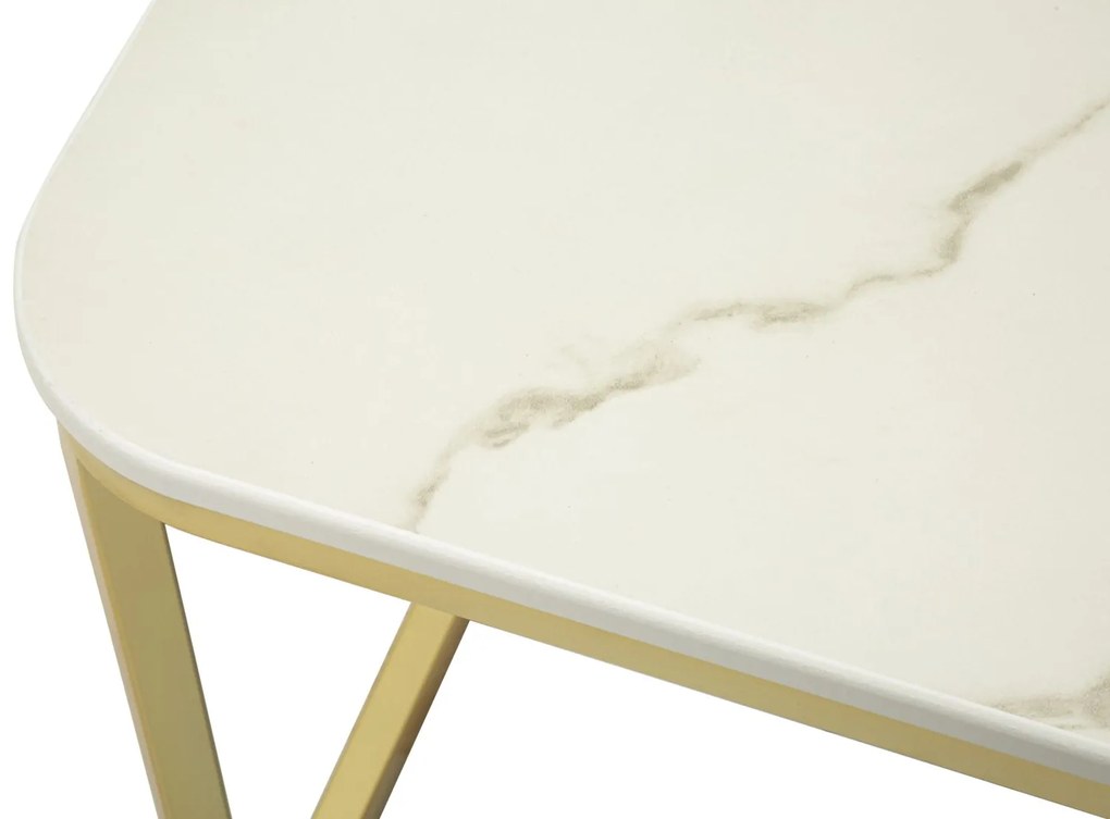 CONJUNTO DE MESAS DE CAFÉ BEAUTRY 2 PEÇAS CM 70X70X48-50X50X43,5 CREME E DOURADO