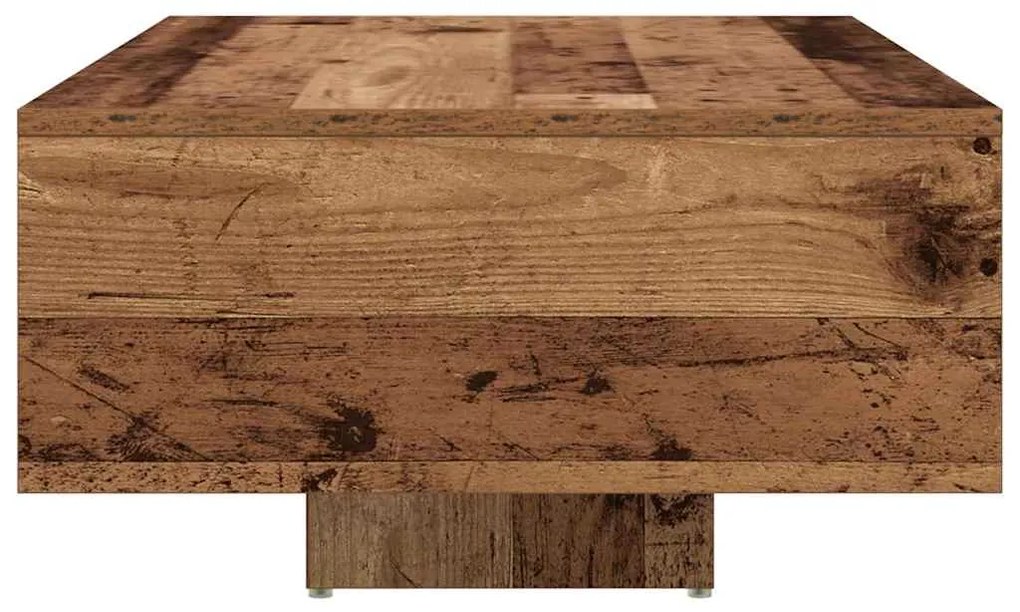Mesa de Centro vidaXL com Luzes LED Madeira Antiga 85x55x31 cm
