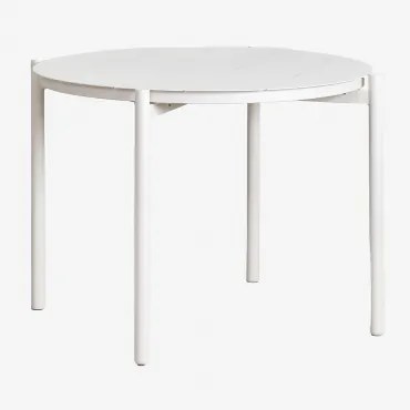 Mesa De Comedor Redonda En Aluminio (ø110 Cm) Elton Gardénia Branco - Sklum