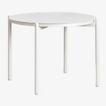 Mesa De Jantar Redonda Ø110 Cm Em Alumínio Elton Gardénia Branco - Sklum