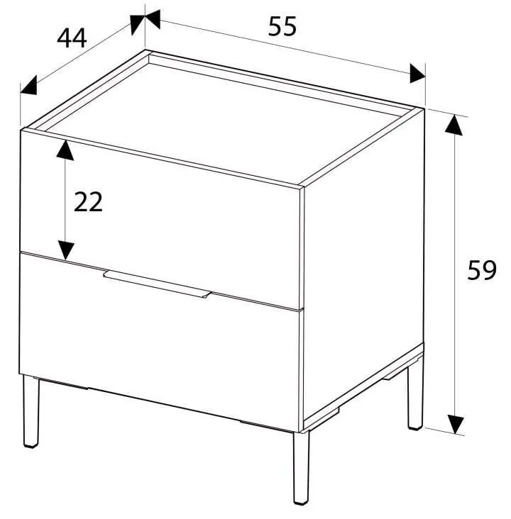 Mesa de Cabeceira "Íris" - Nogueira- 55x59x44cm - 2 Gavetas - Design M